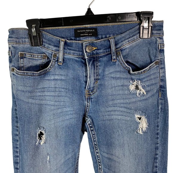Banana Republic Mid-Rise Girlfriend‎ Women's Size 0 Blue Cotton Denim Jeans - Picture 2 of 9